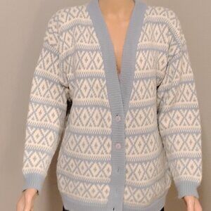 Blue and white  cardigan sweater